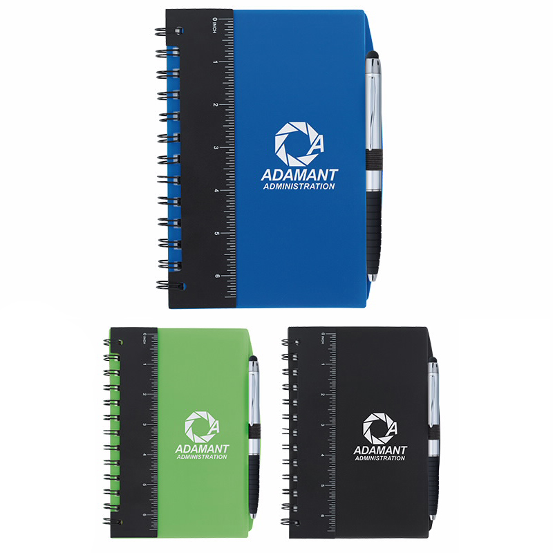 5 x 7 Ruler Notebook with Flags and Stylus Pen | Lasting Impressions